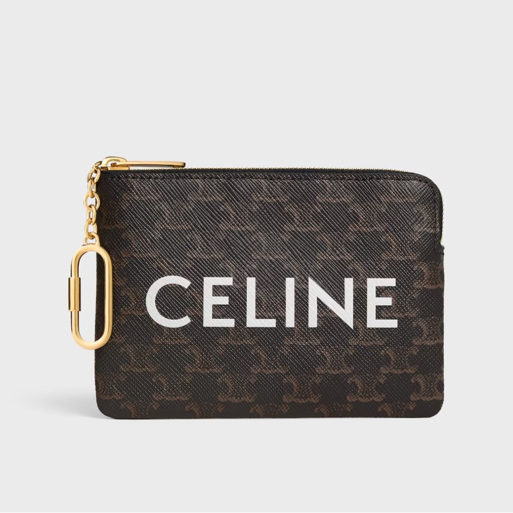 Celine Coin Purse Cuir Triomphe in Triomphe Canvas with Celine Print